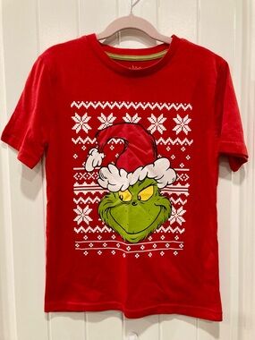 Dr. Seuss Red Grinch Santa Tee M (7-8)